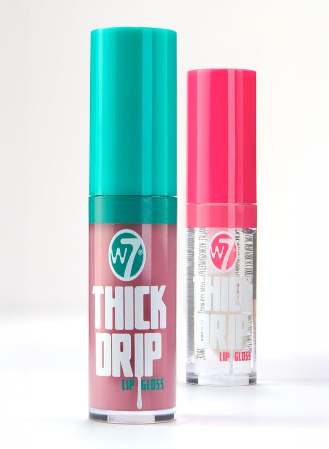 W7 Juicy Lips! Thick Drip Lip Gloss Duo Gift Set - Too Close & In The Clear - Hydrating Glossy Lip Glosses - Stocking Stuffer - Image 4